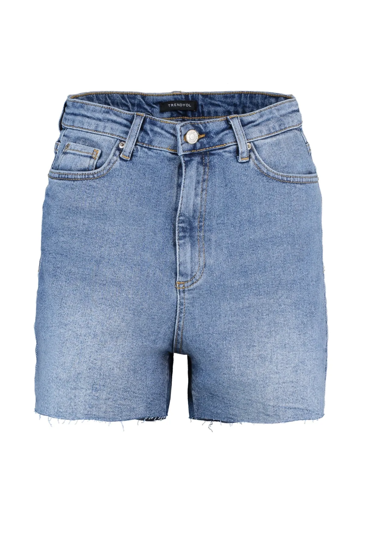 Trendyol Collection  Blaue Basic-Jeansshorts mit hoher Taille TWOSS20SR0209