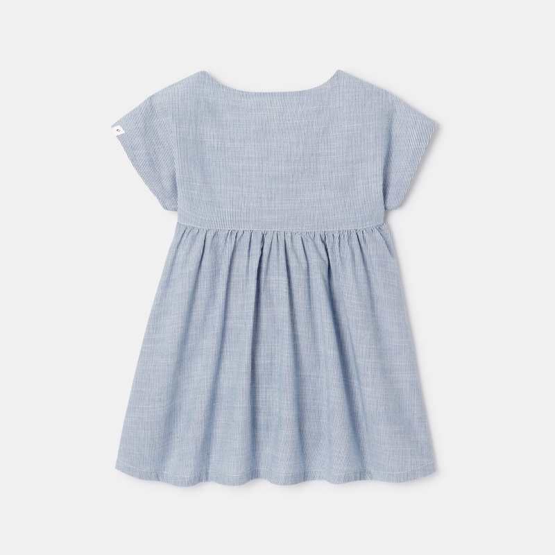 Robe sans manches en coton bio bleue bébé fille Absorba