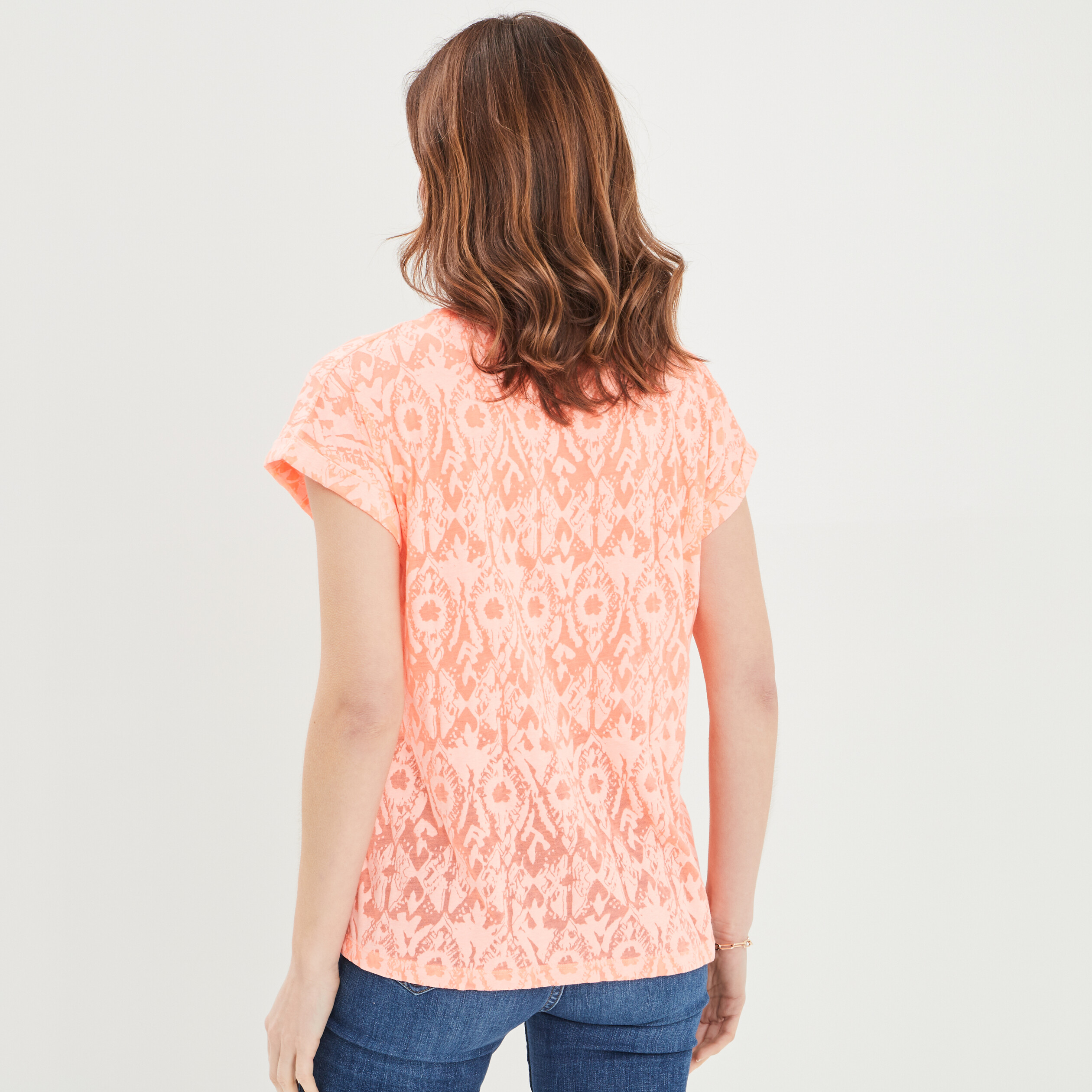 T-shirt ajusté manches courtes Creeks orange fluo femme | La Halle