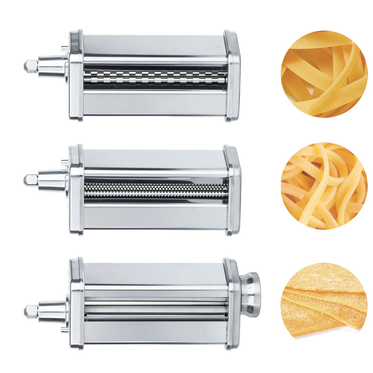 H.Koenig Zubehör KM3 Nudelmaschine für professionelle Knetmaschine KM120/KM124/KM126/KM128, Laminoire für frische Pasta, Spaghetti, Tagliatelle, Edelstahl