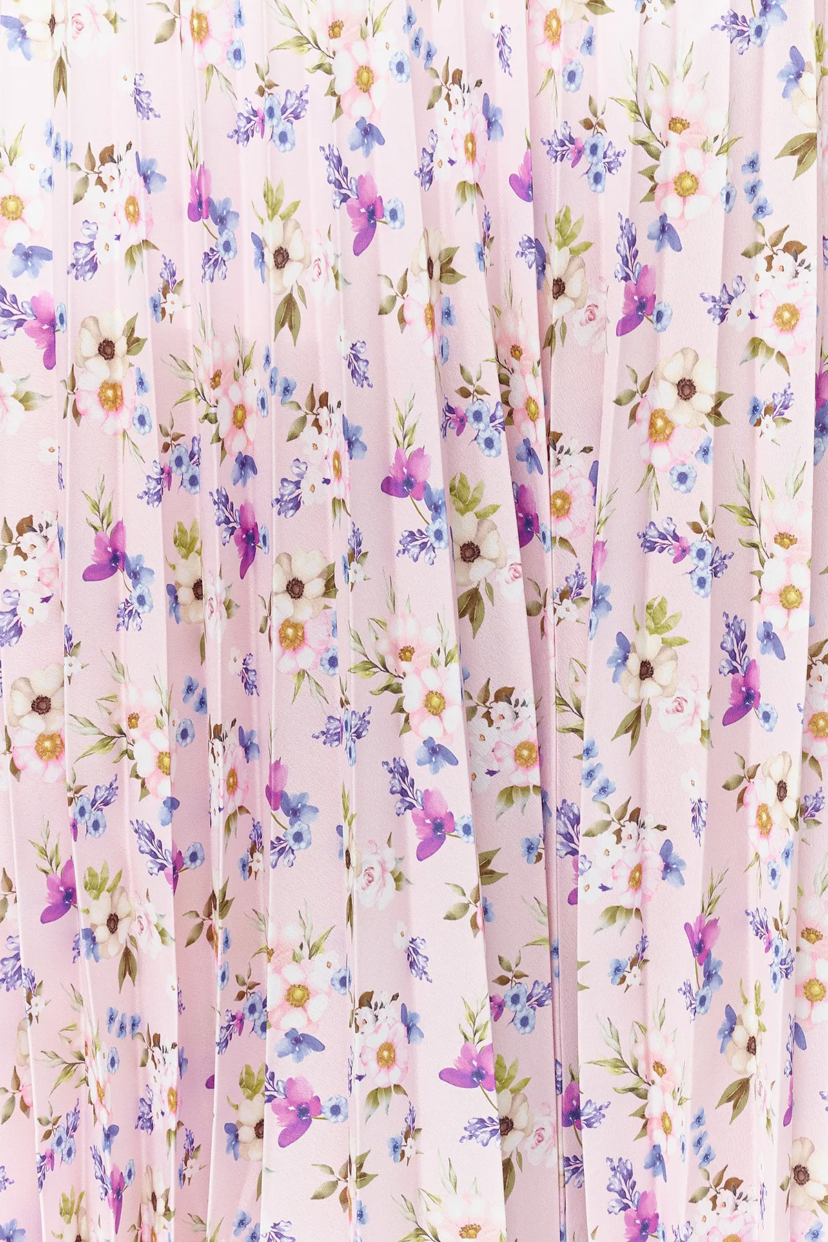 Trendyol Modest  Plissierter Webrock mit Puderblumenmuster und elastischem Bund TCTSS23EE00018