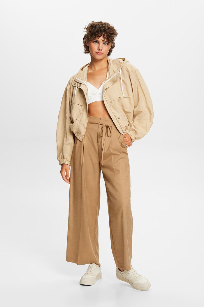 Übergangsjacke mit Kapuze, Leinenmix