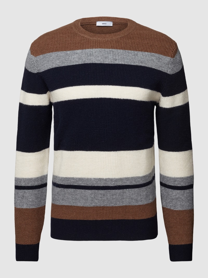 Strickpullover mit Streifenmuster Modell 'harvey' in marineblau