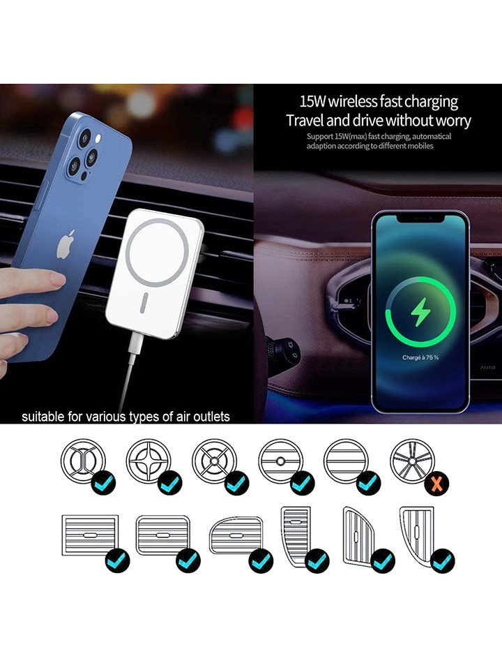 SmartCase Magnetische Kfz-Smartphone-Halterung mit Schnellladegerät in Weiß günstig kaufen onesize