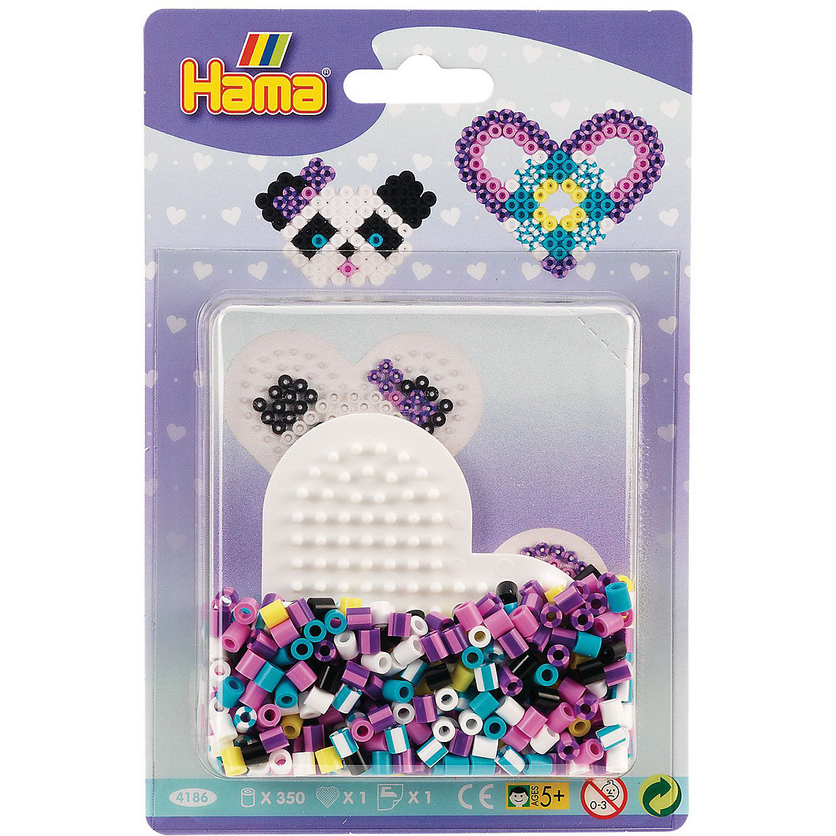 HAMA 4186 Blister Streifenperlen Herz, 350 midi-Perlen & Zubehör