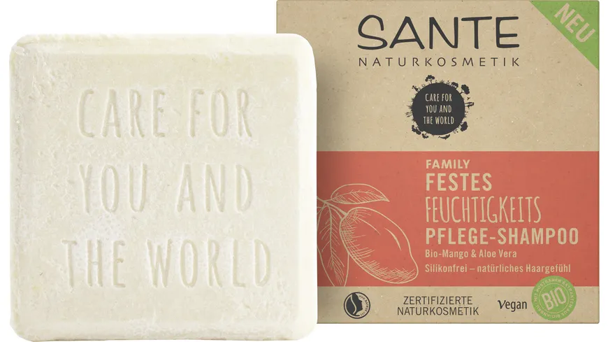 SANTE FAMILY Festes Feuchtigkeits Pflege-Shampoo Bio-Mango & Aloe Vera 60 g