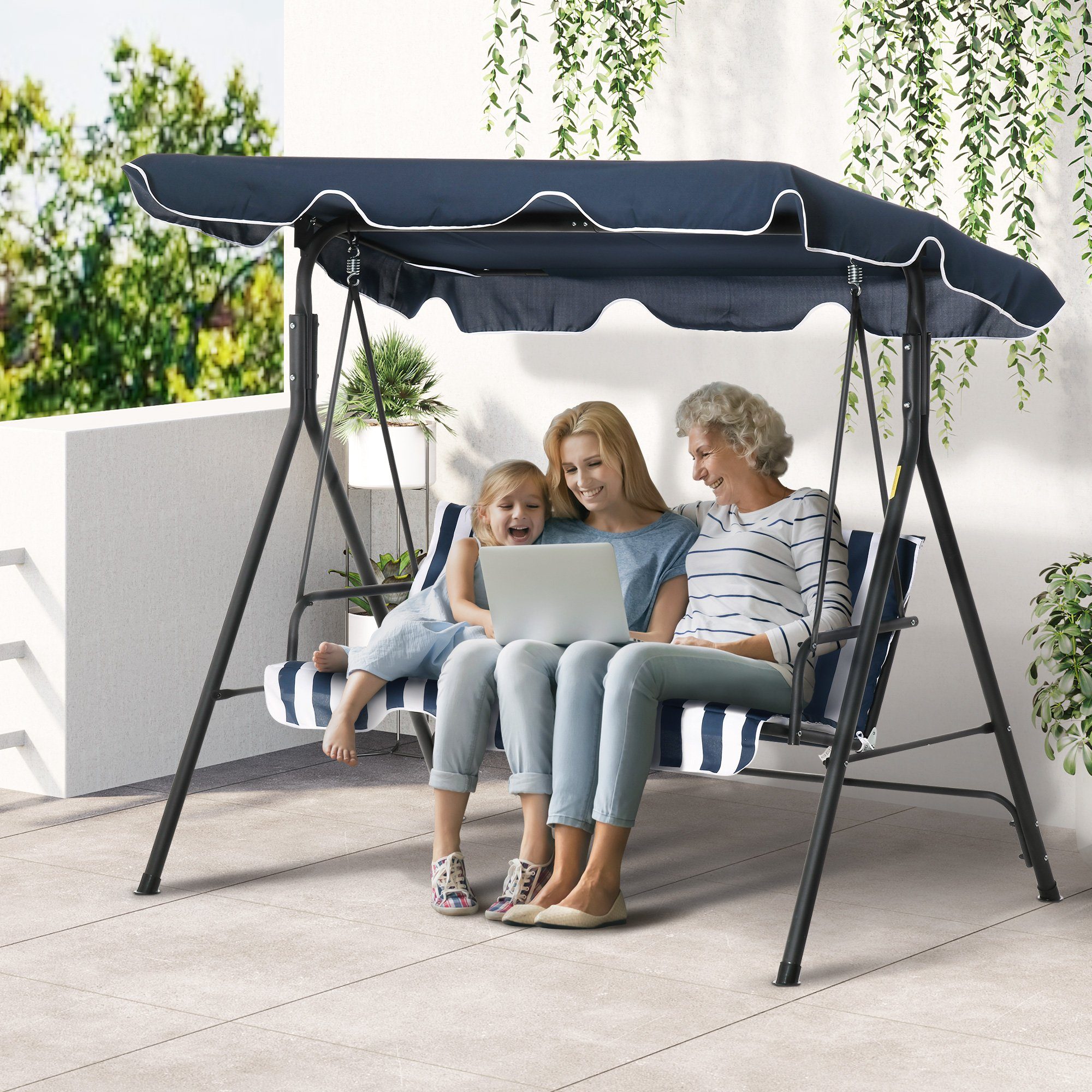 Outsunny Hollywoodschaukel Hollywoodschaukel, 3-Sitzer, Set, 1 tlg., 1 x Hollywoodschaukel, BxTxH: 172x110x153 cm