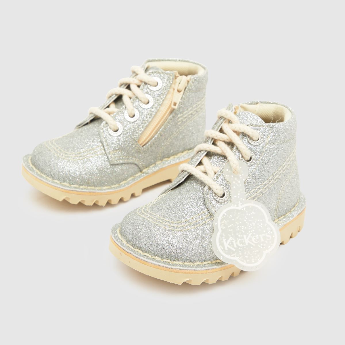 Kickers silverfärgade kick hi cosmic flickstövlar