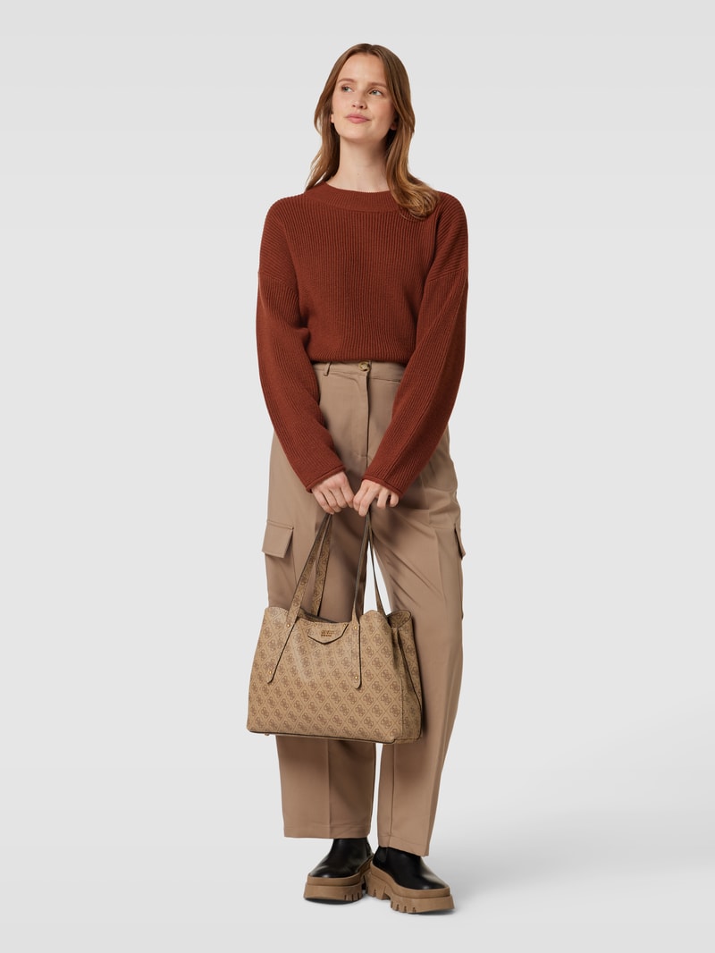 Shopper mit Allover-Logo Modell 'BRENTON' in sand
