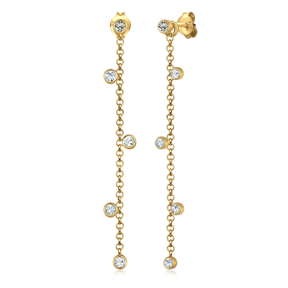 Elli Elli Boucles d'Oreilles Solitaire Élégant avec des Cristaux Femme - (925/1000) Ar Boucles d'oreilles