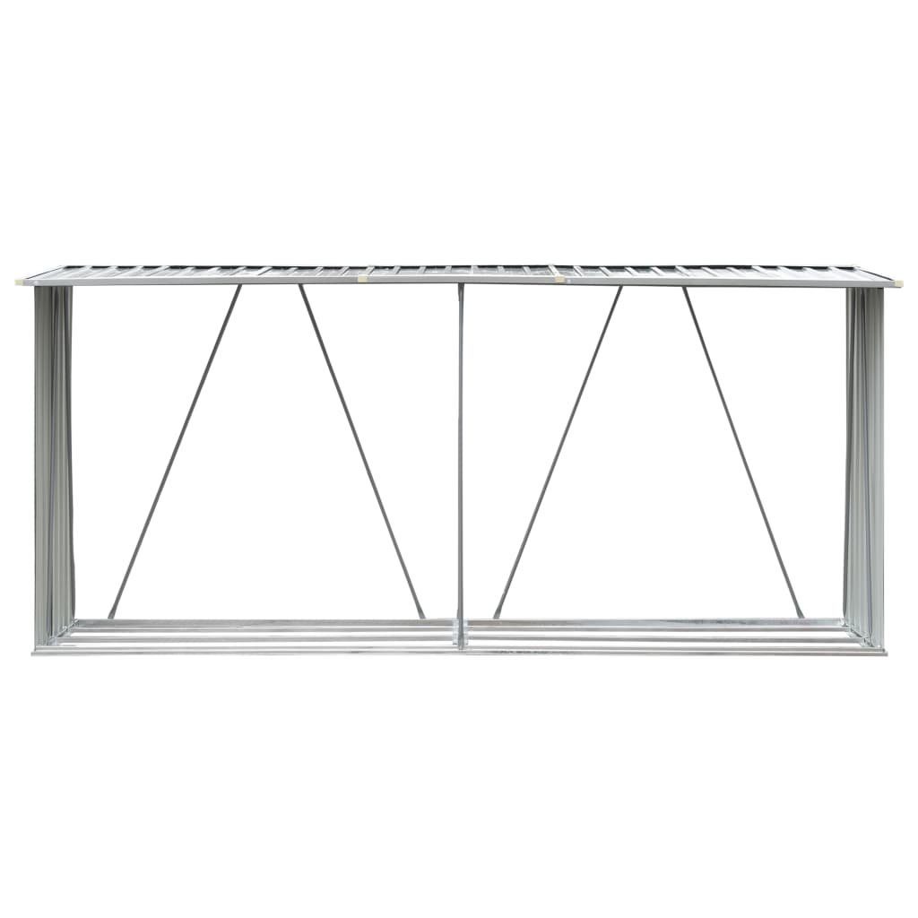 vidaXL Kaminholzregal Brennholzlager Verzinkter Stahl 330x84x152 cm Grün, BxTxH:330x84x84 cm