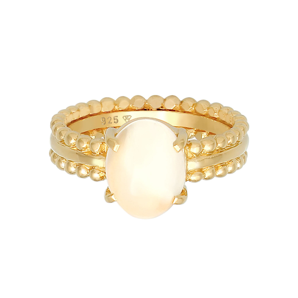 Elli PREMIUM Elli PREMIUM Bague Femmes Chunky Glamour Trend Blogger Oval avec pierre de lune e Bague