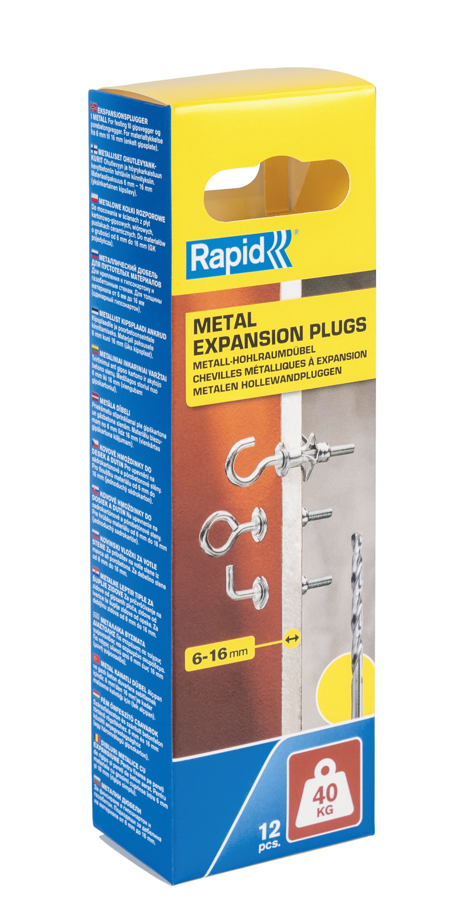 Rapid 5001557 Hollewandplug met schroefhaak, schroefoog en schroefduim, 40 kg draaggewicht