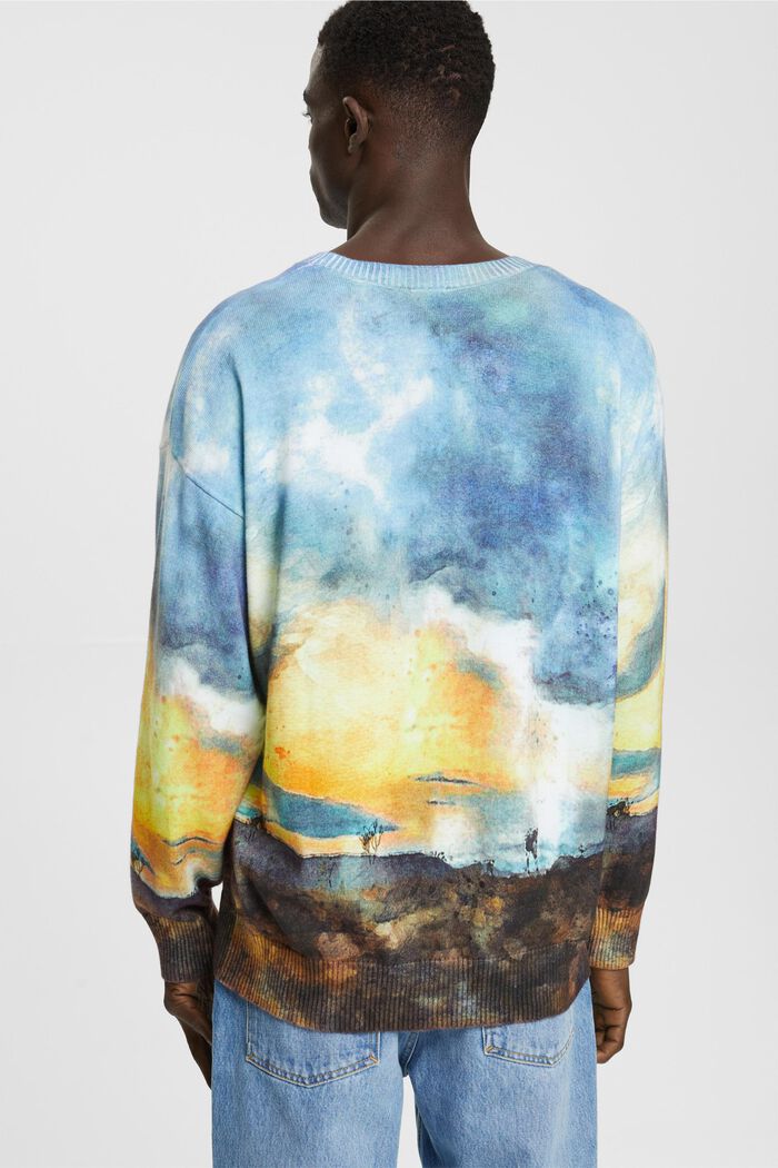 Pullover mit digitalem Allover-Landschafts-Print