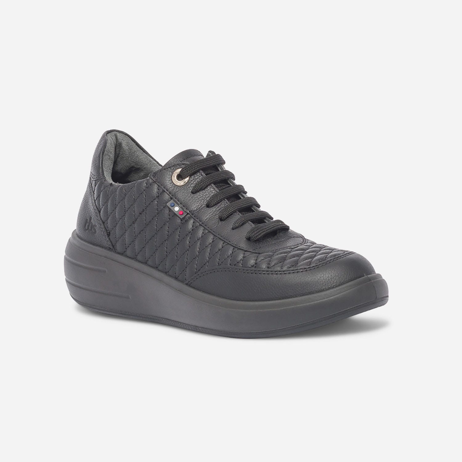 Tennis TBS noir en cuir matelassé