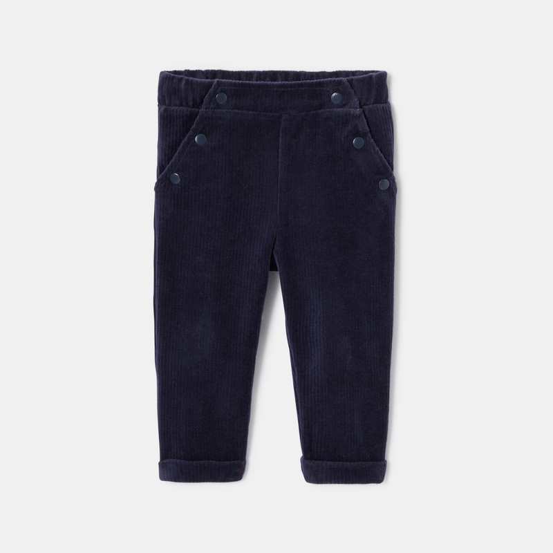 Pantalon en velours côtelé souple bleu bébé fille Absorba