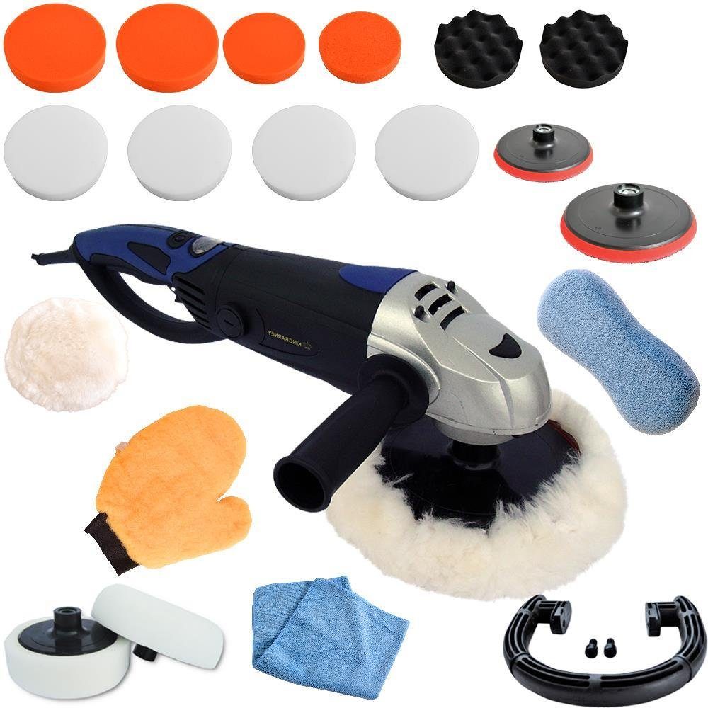 PROMAFIT Rotationspoliermaschine Poliermaschine 1600 Watt (Set 2), 3000 max. U/min, (Set, 2), ohne Akku und Ladegerät, Kabellänge 2m, Drehmoment-Kontrollsystem