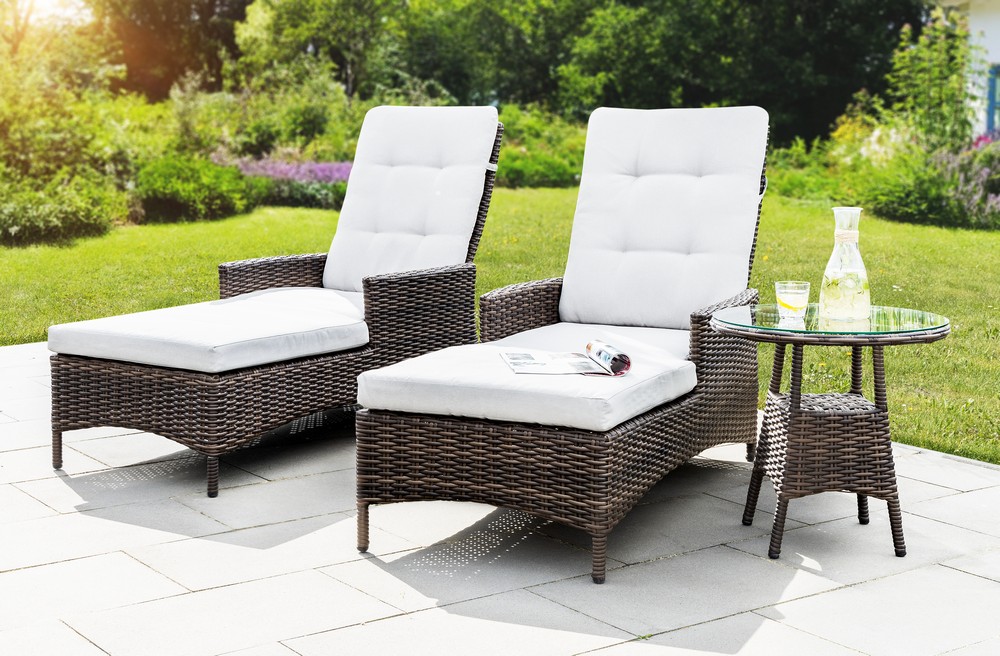 HC Garten & Freizeit 3tlg. Sonnenliegen-Set mit Tisch