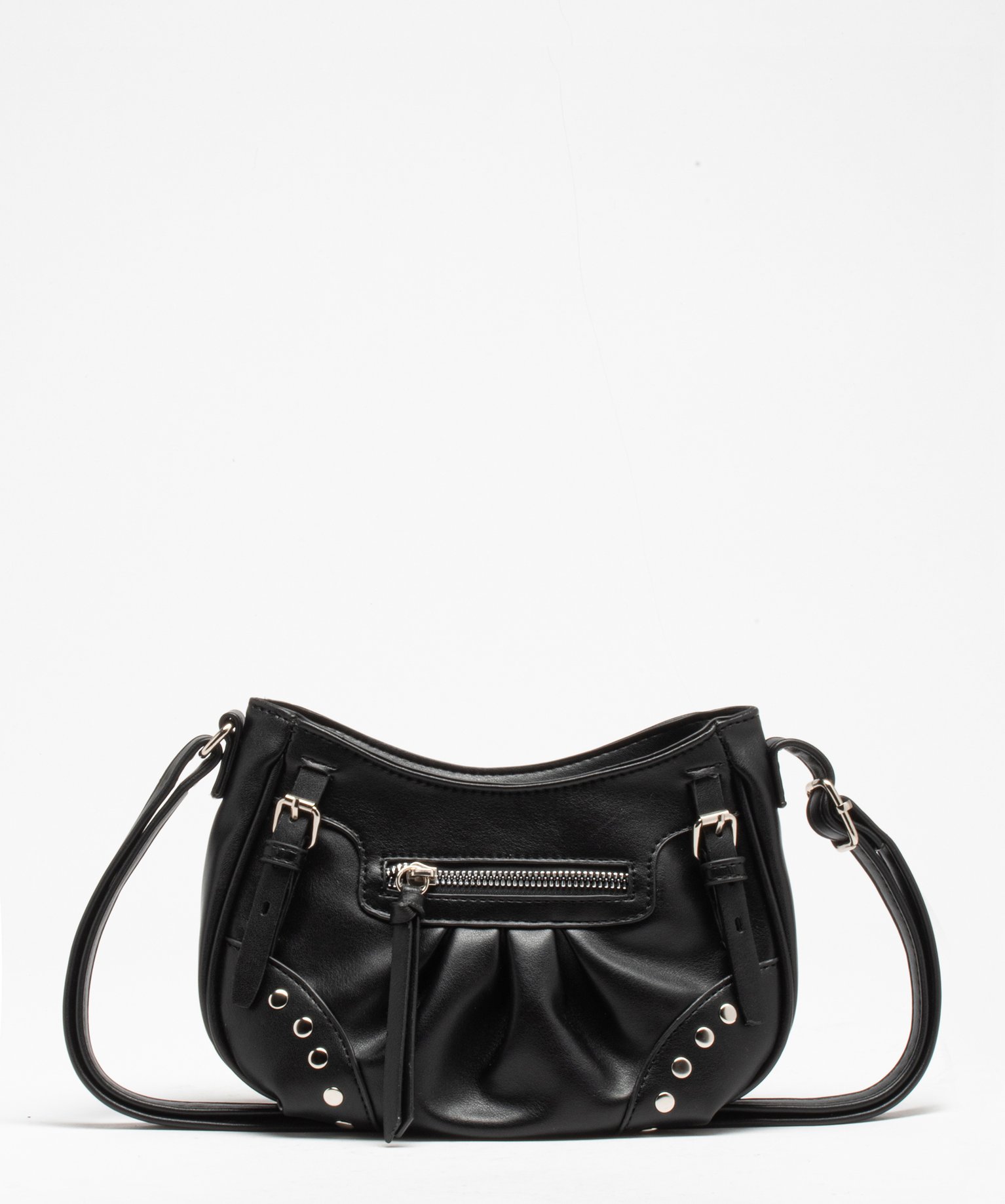 Sac besace compact souple look rock femme noir | GEMO