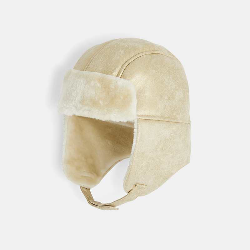Chapka doublé en fausse fourrure jaune fille