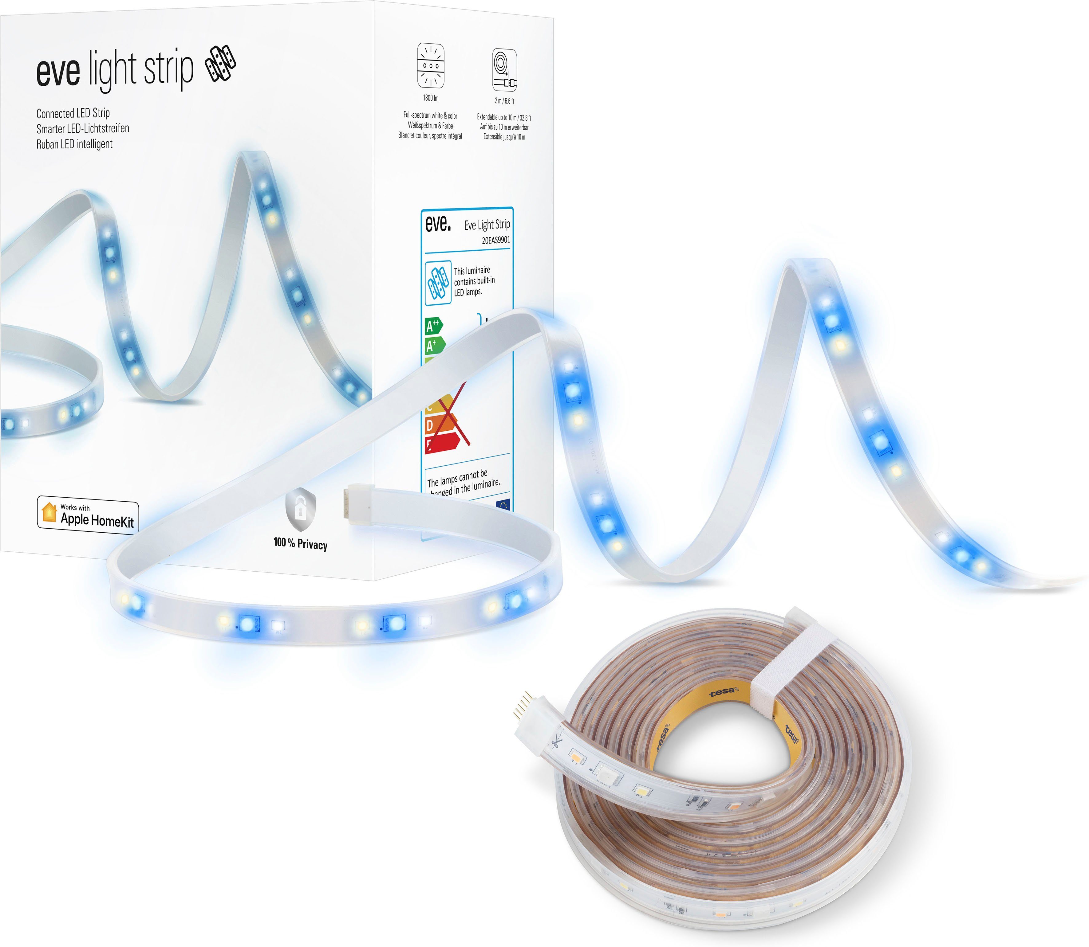 EVE LED Lichtleiste Light Strip, Dimmer, Farbwechsel, erweiterbar, LED fest integriert, Farbwechsler