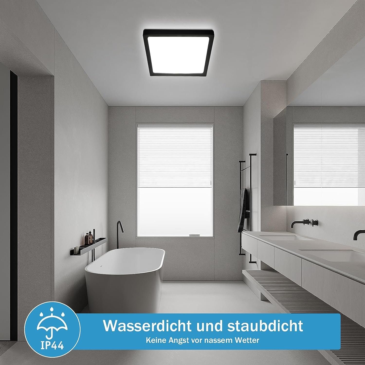 ZMH LED Deckenleuchte IP44 RGB Hintergrundleuchtung 28W Dünn Flach mit Fernbedienung, Dimmbar, LED fest integriert, warmweiß-kaltweiß