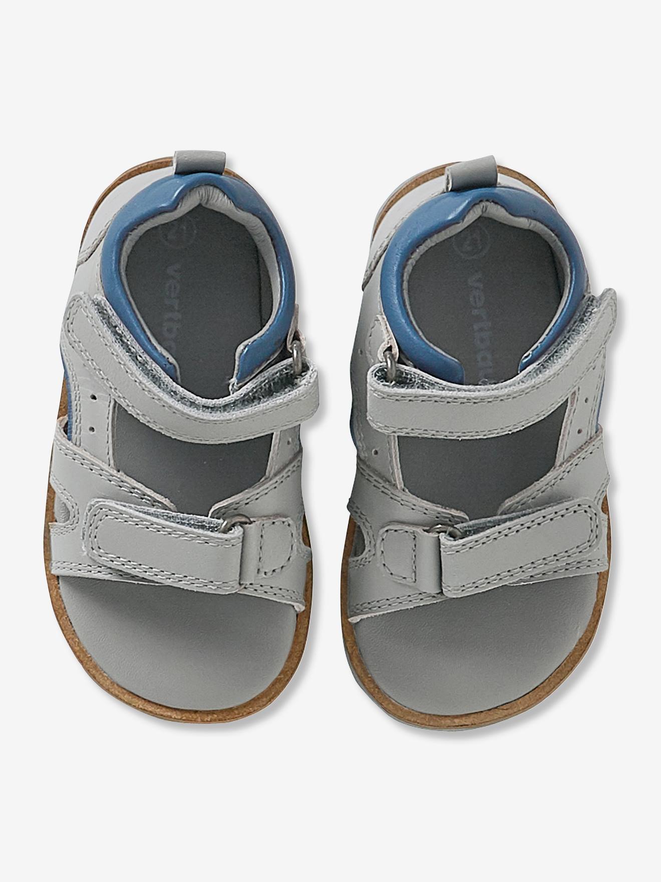 Sandales scratchées bébé garçon en cuir gris