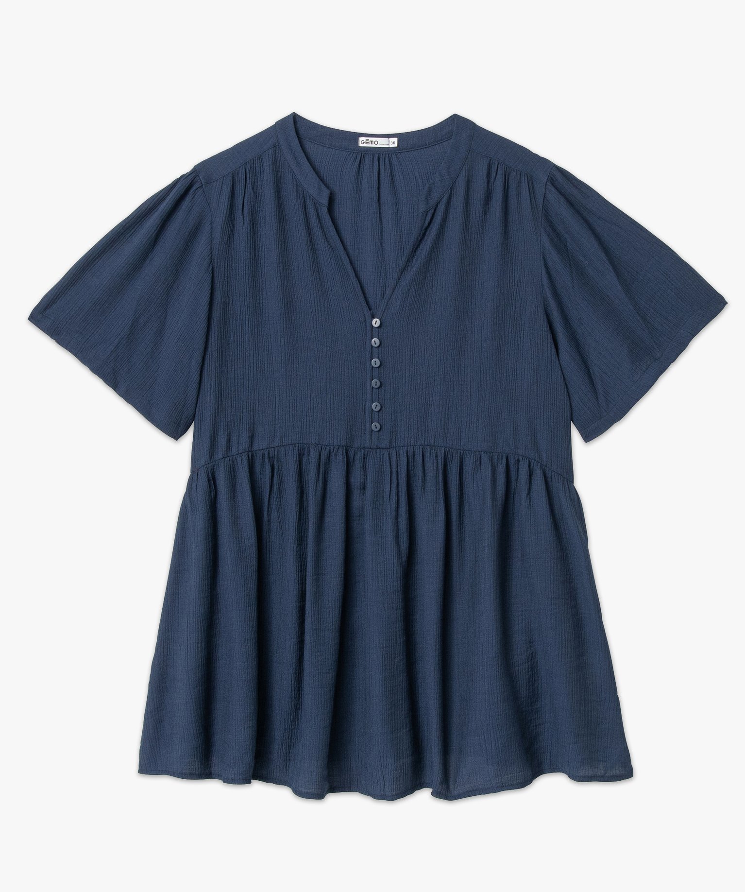 Blouse de grossesse et allaitement à manches courtes bleu | GEMO