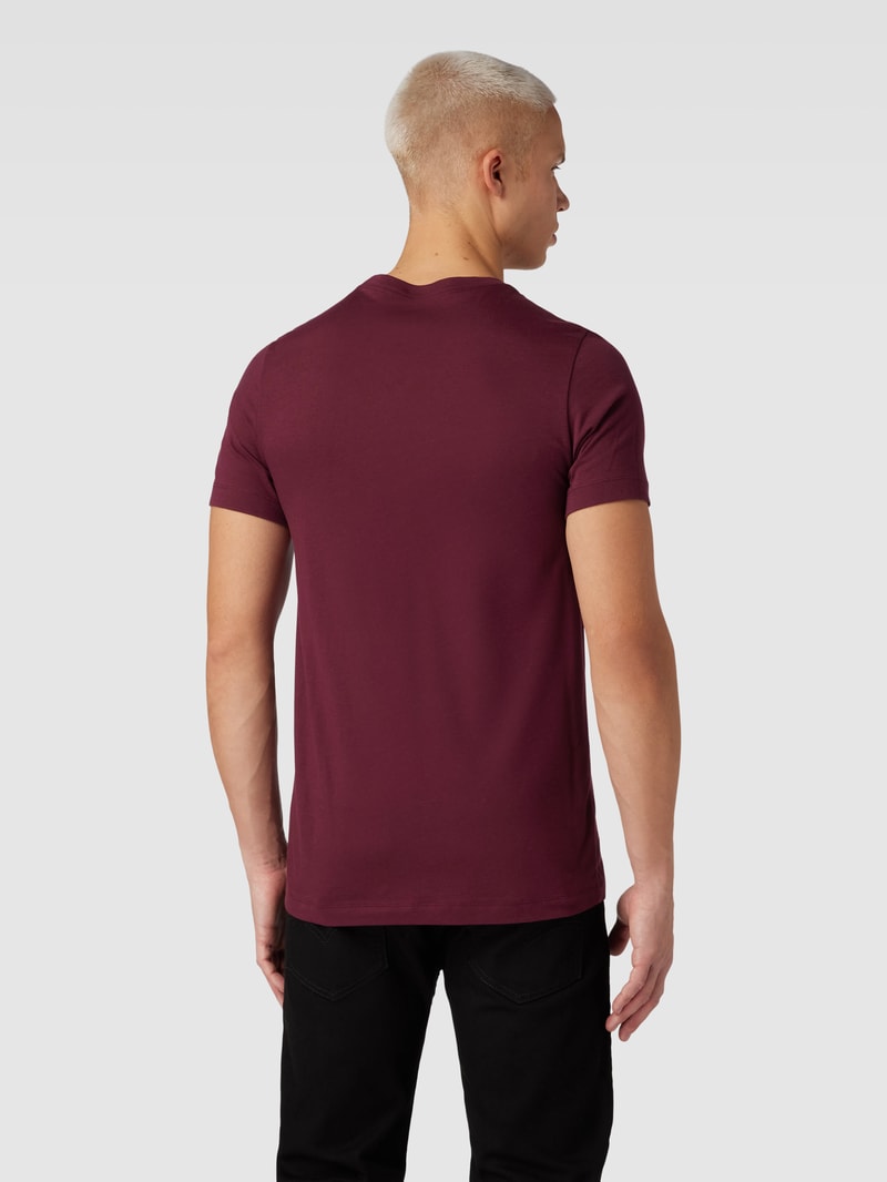 T-Shirt mit Logo-Stitching in bordeaux rot