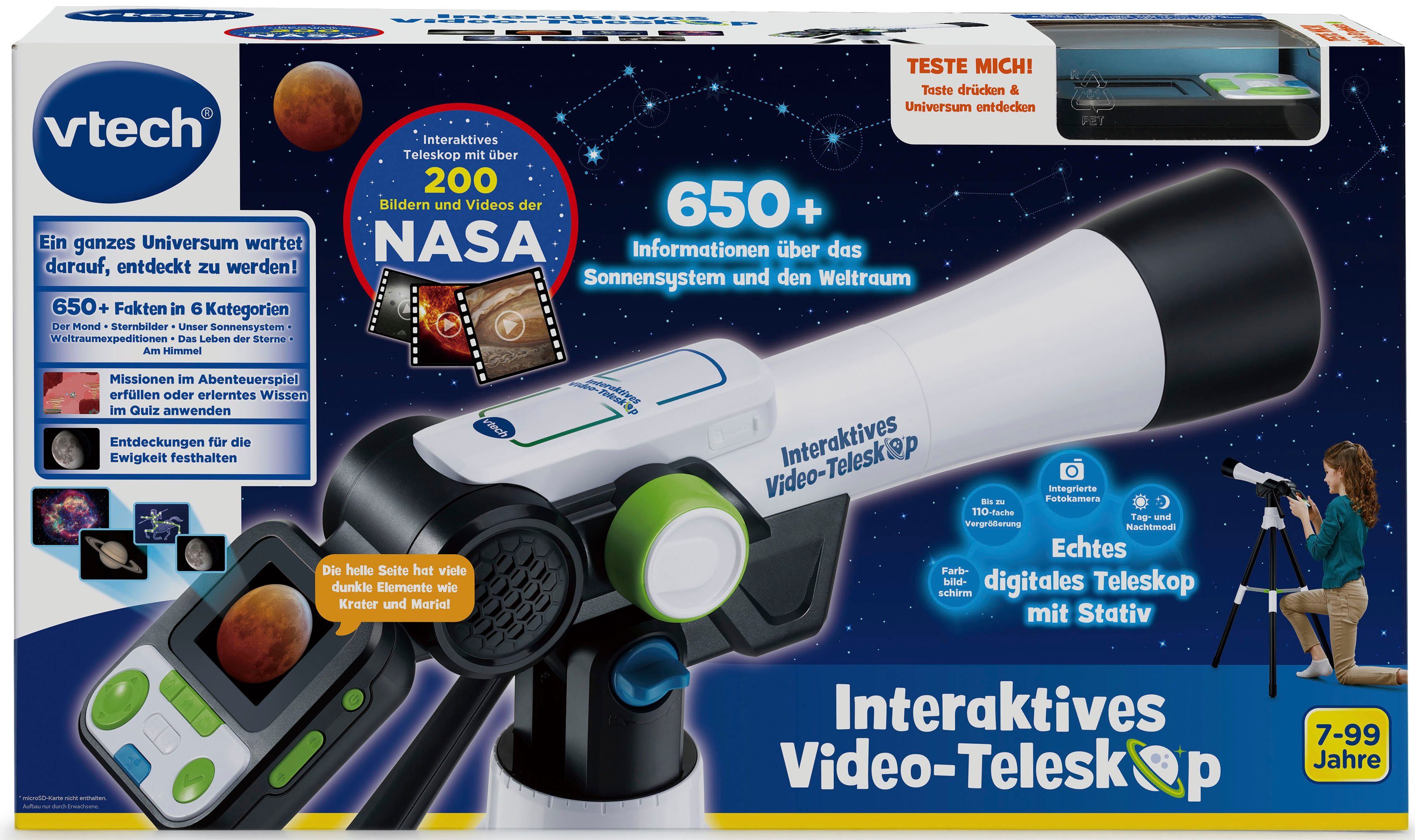 Vtech® Teleskop Interaktives Video-Teleskop für Kinder, mit NASA Lerninhalten und Spielen
