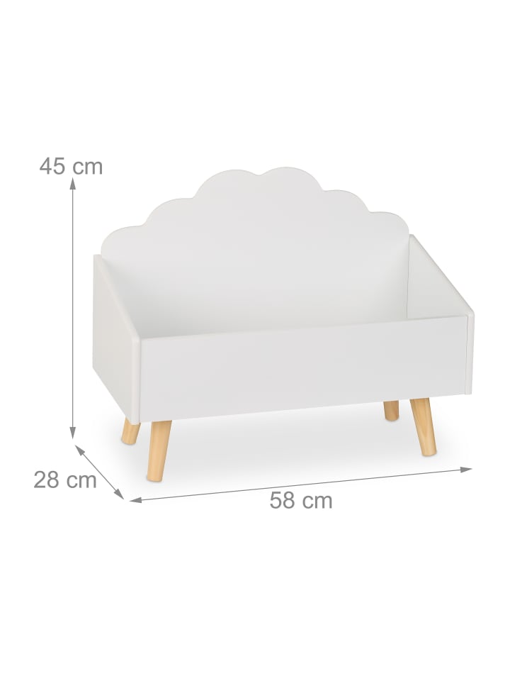 relaxdays Kindertruhe in Weiß/ Natur - (B)58 x (H)45 x (T)28 cm günstig kaufen onesize