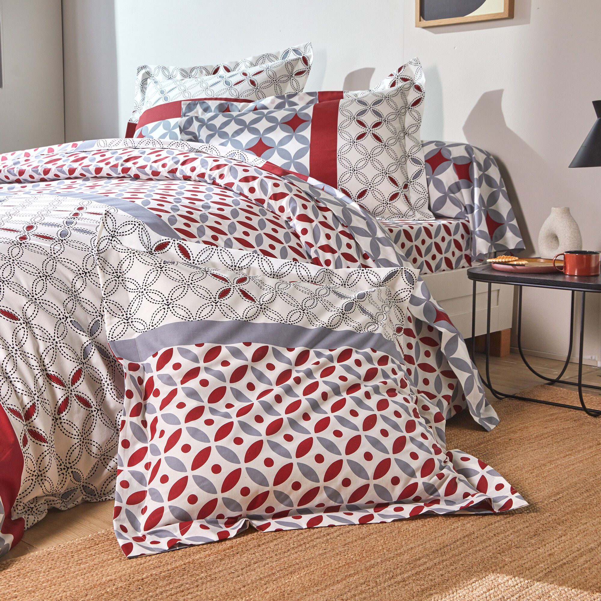 Linge de lit Marlow en coton à motifs géométriques