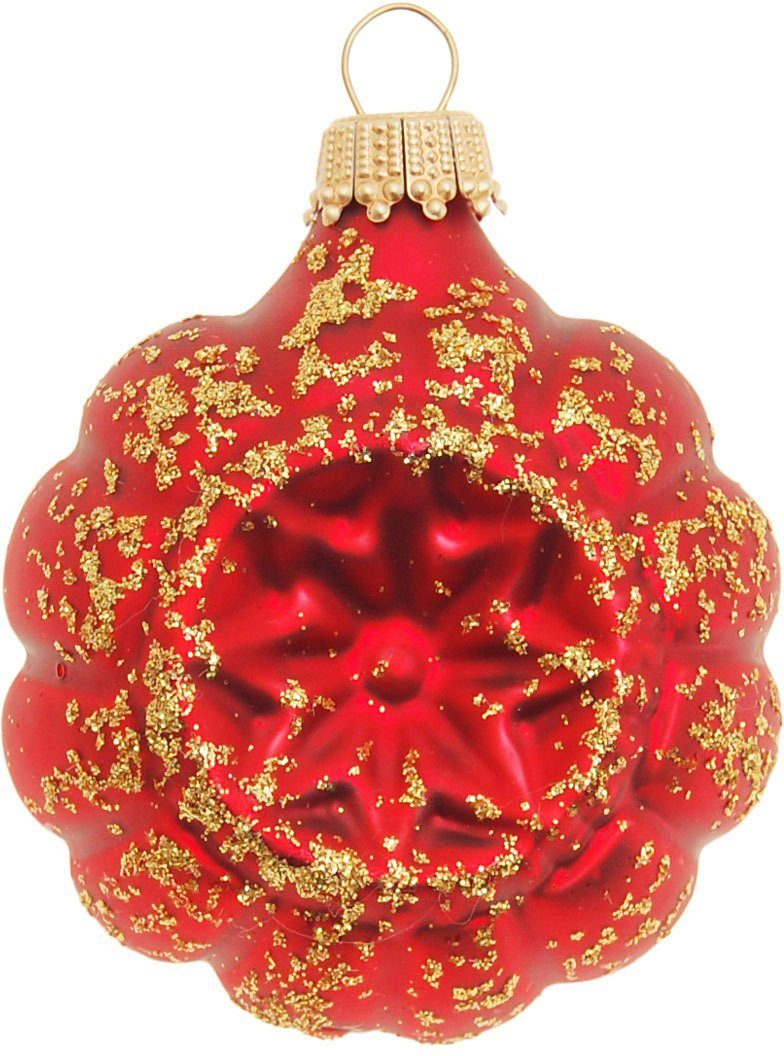Krebs Glas Lauscha Christbaumschmuck Glaskugelformen, Breite ca. 5 cm (4-tlg), Weihnachtsdeko rot, Christbaumkugeln aus Glas, Weihnachtsbaumkugel