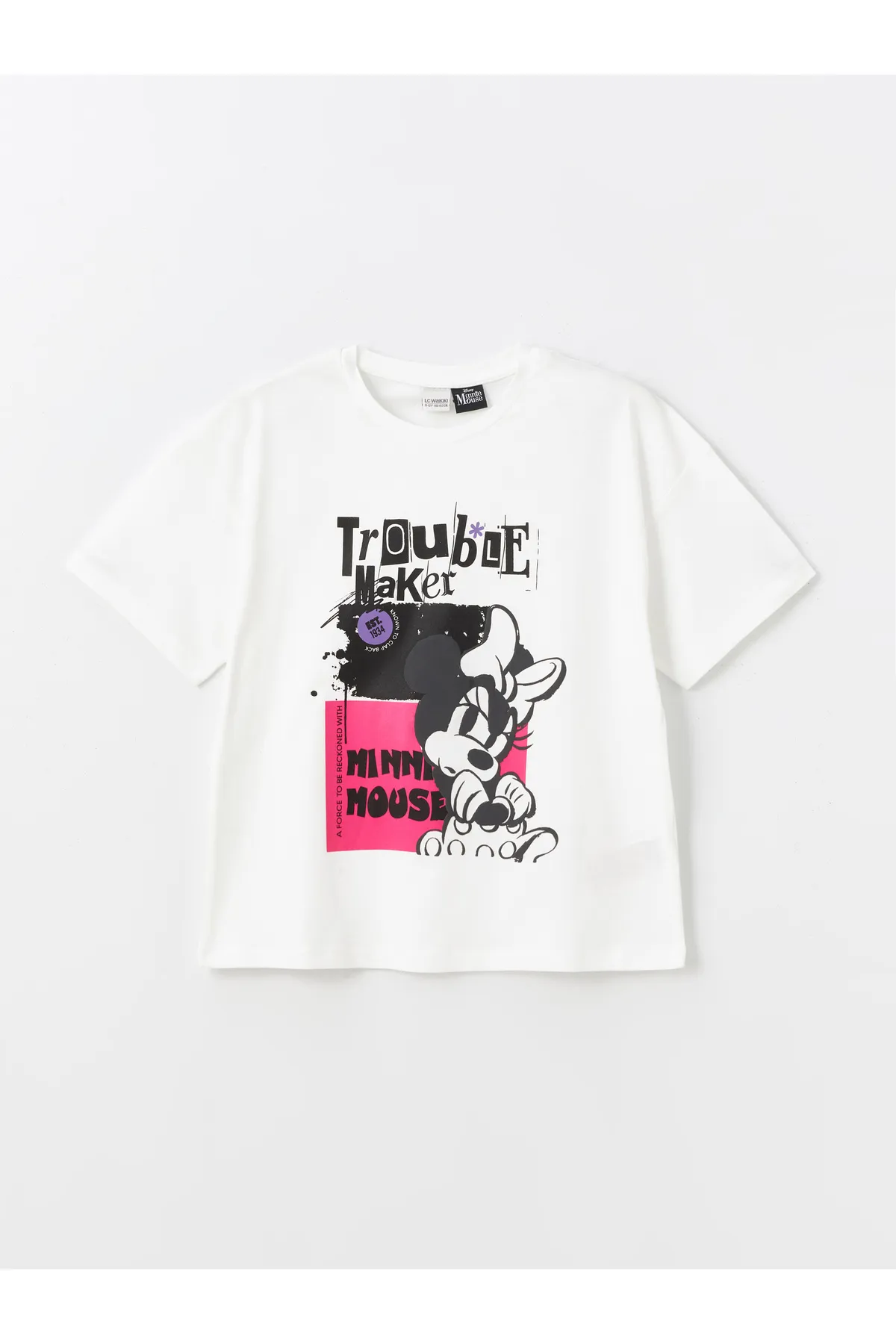 LC Waikiki  Kurzarm-T-Shirt und Leggings für Mädchen mit Minnie Mouse-Aufdruck und Rundhalsausschnitt