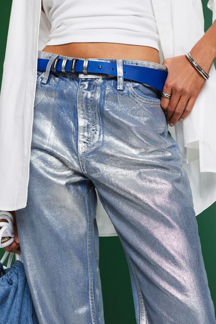 Retro-Jeans mit geradem Bein und Metallic-Finish