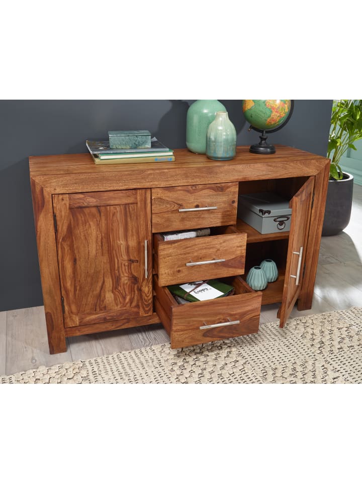 KADIMA DESIGN Sideboard Massivholz Kommode 118 cm 3 Schubladen 2 Türen günstig kaufen onesize