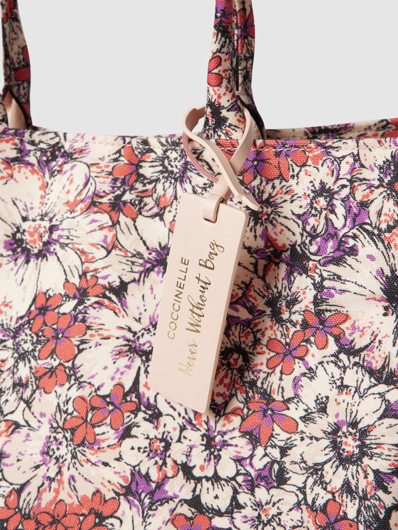 Tote Bag mit Allover-Muster Modell 'NEVER' in koralle