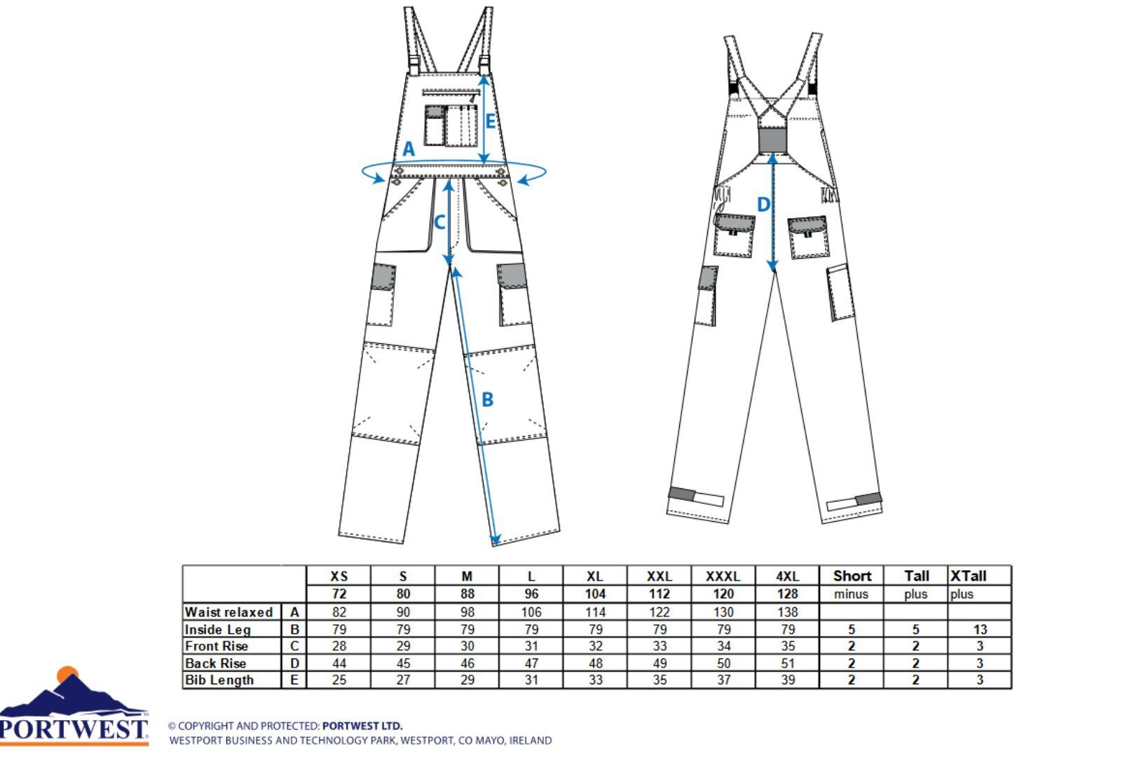 Portwest Arbeitslatzhose TX12 - Portwest Texo Kontrast Latzhose Arbeitshose