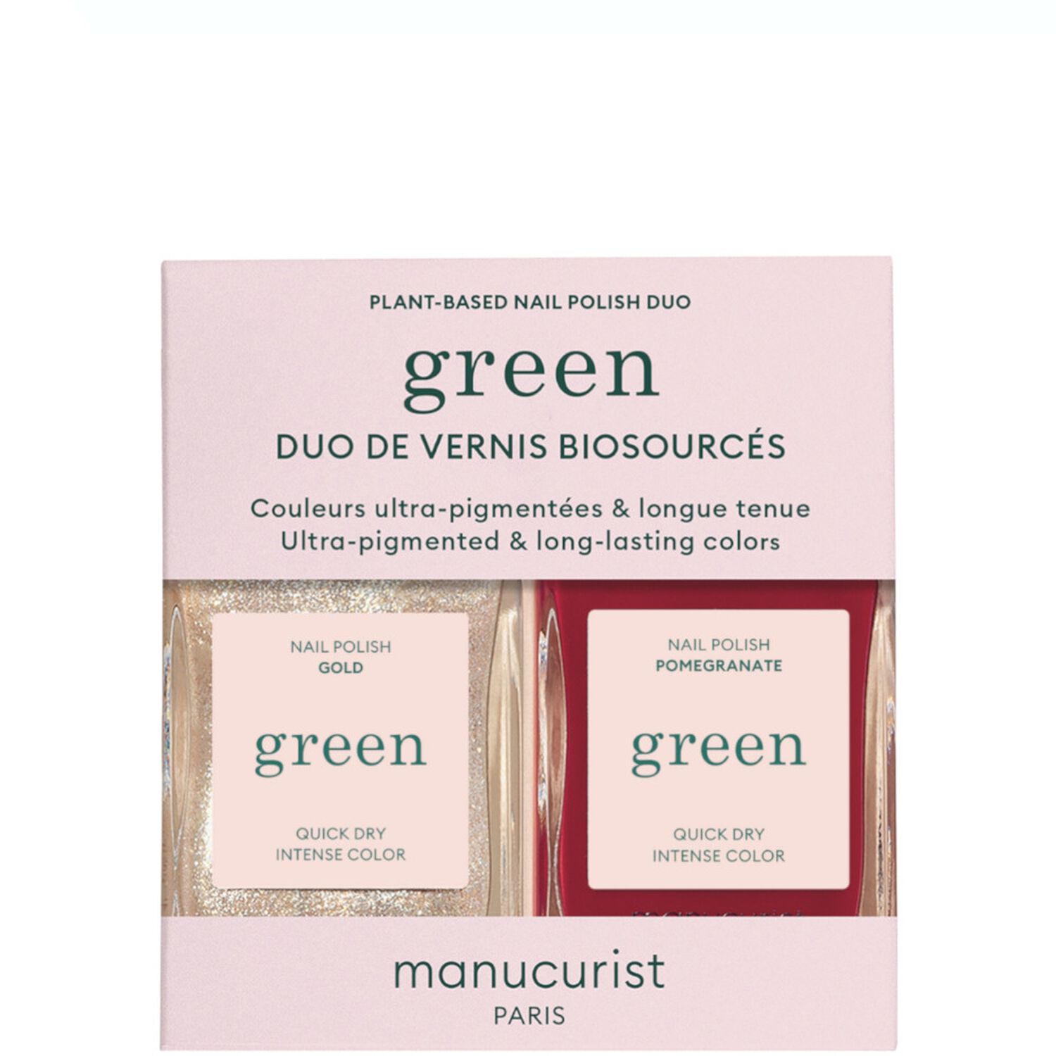 Manucurist Green Duo Vernis Biosourcés - Gold 15 ml + Pomegranate 15 ml