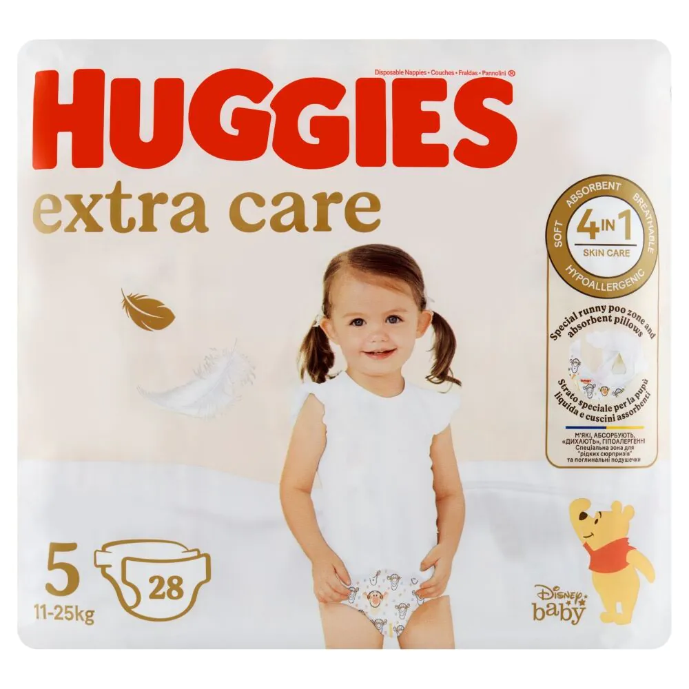 Huggies Extra Care Jumbo pakovanje od 5 pelena za bebe, 28 komada.