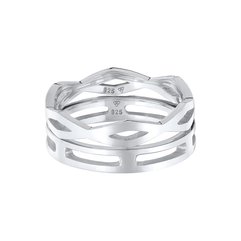 Elli Elli Bague Duo de bagues empilées pour femmes en argent sterling 925 Bague