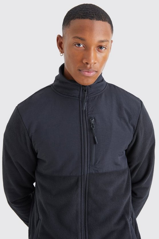 Kontrast Borg-Jacke mit Trichterkragen
