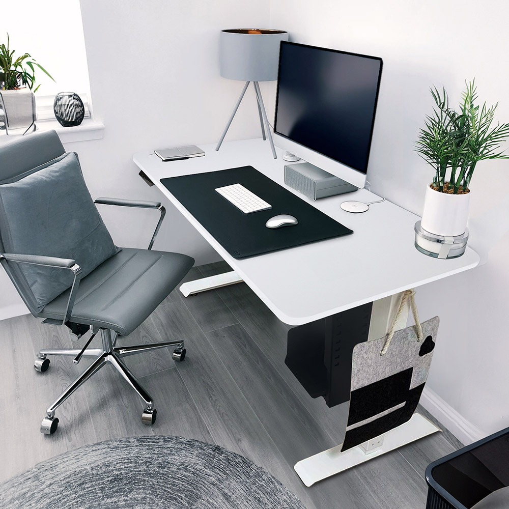 Home Deluxe Höhenverstellbarer Schreibtisch elektrisch LUMINA mit PC-Halterung - 160 x 80 cm Weiß