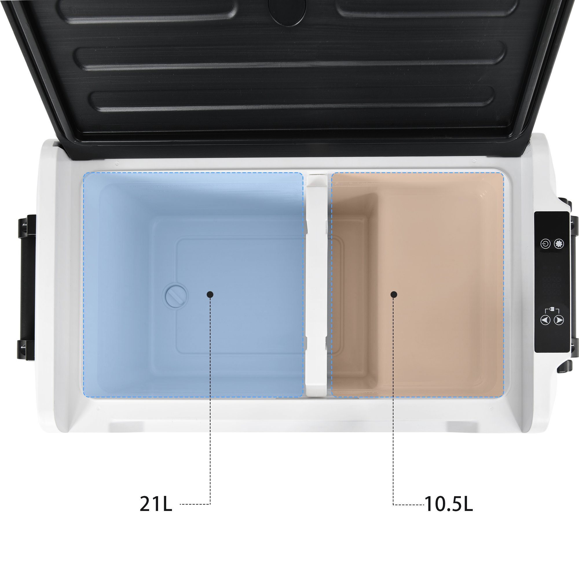 EXTSUD Kühlbox EA35 - Tragbarer Kompressorkühler,31.5 Liter, Zwei-Zonen-Kühler, APP-Steuerung 12/24V DC und 100-240V AC geeignet für Outdoor-Reisen