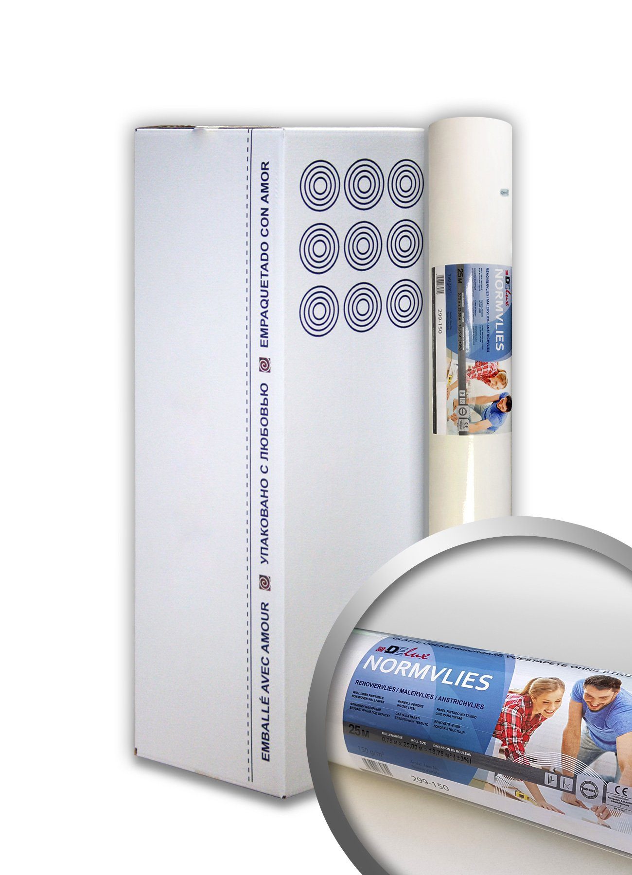 Profhome Vliestapete 299-150-9-O, glatt, matt, einfarbig, unifarben, (Renoviervlies Glattvlies Malervlies, 150 g/m2, 1 Karton mit 9 Rollen / 168,75 m2 weiss), Reparaturvlies Anstrichvlies glasfaserfrei, atmungsaktiv, rissüberbrückend, überstreichbar