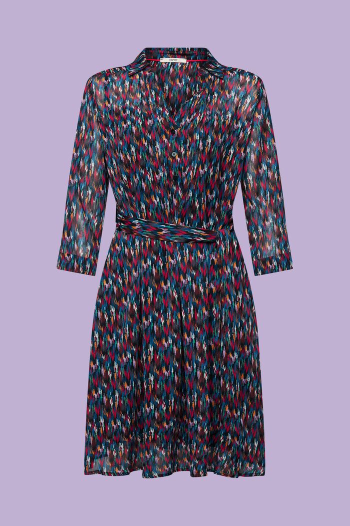 Chiffon-Minikleid mit V-Ausschnitt und Print