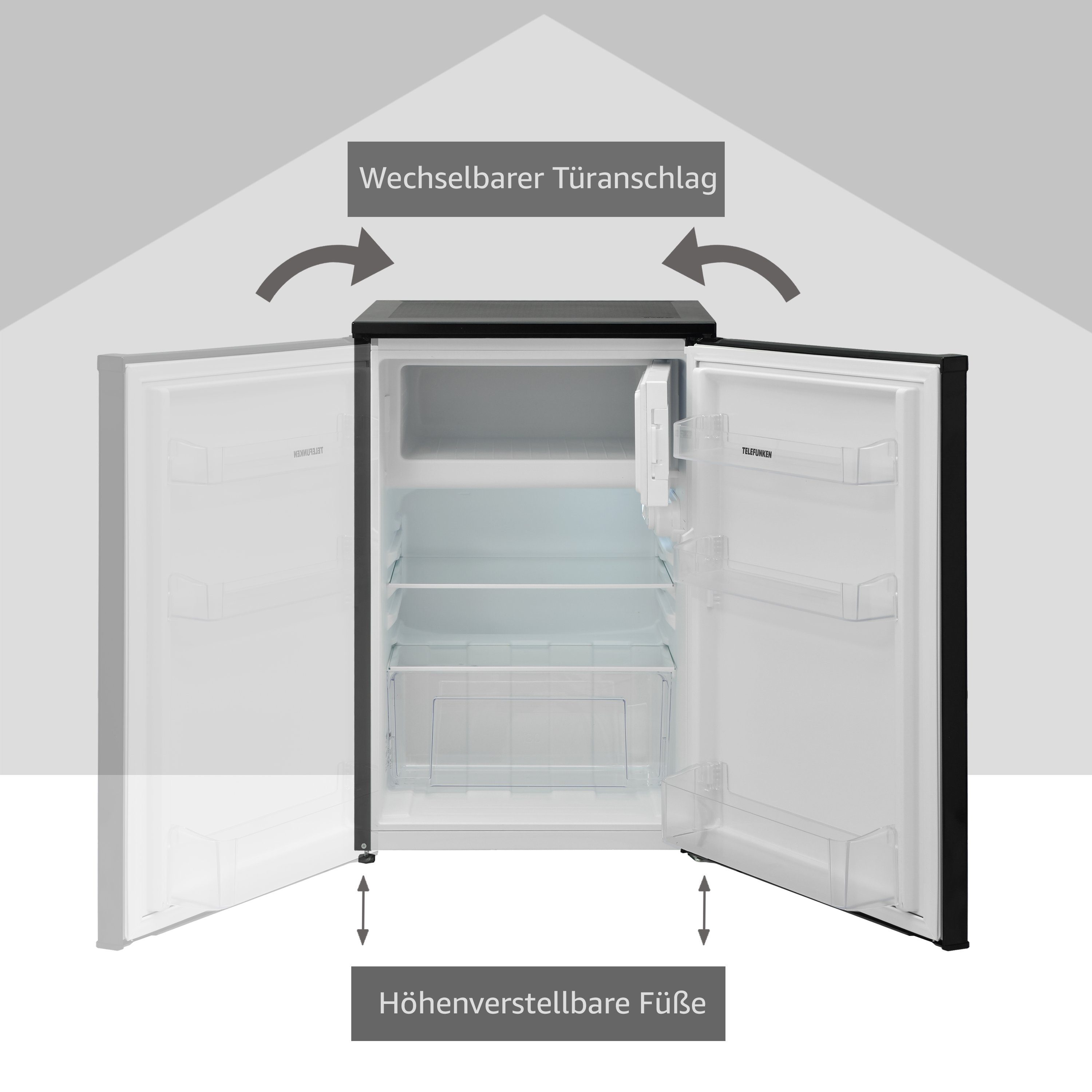 Telefunken Kühlschrank CF-35-130-B, 83.8 cm hoch, 54 cm breit, Mit 4-Sterne-Gefrierfach / 105 L Kühlteil / 17 L Gefrierteil