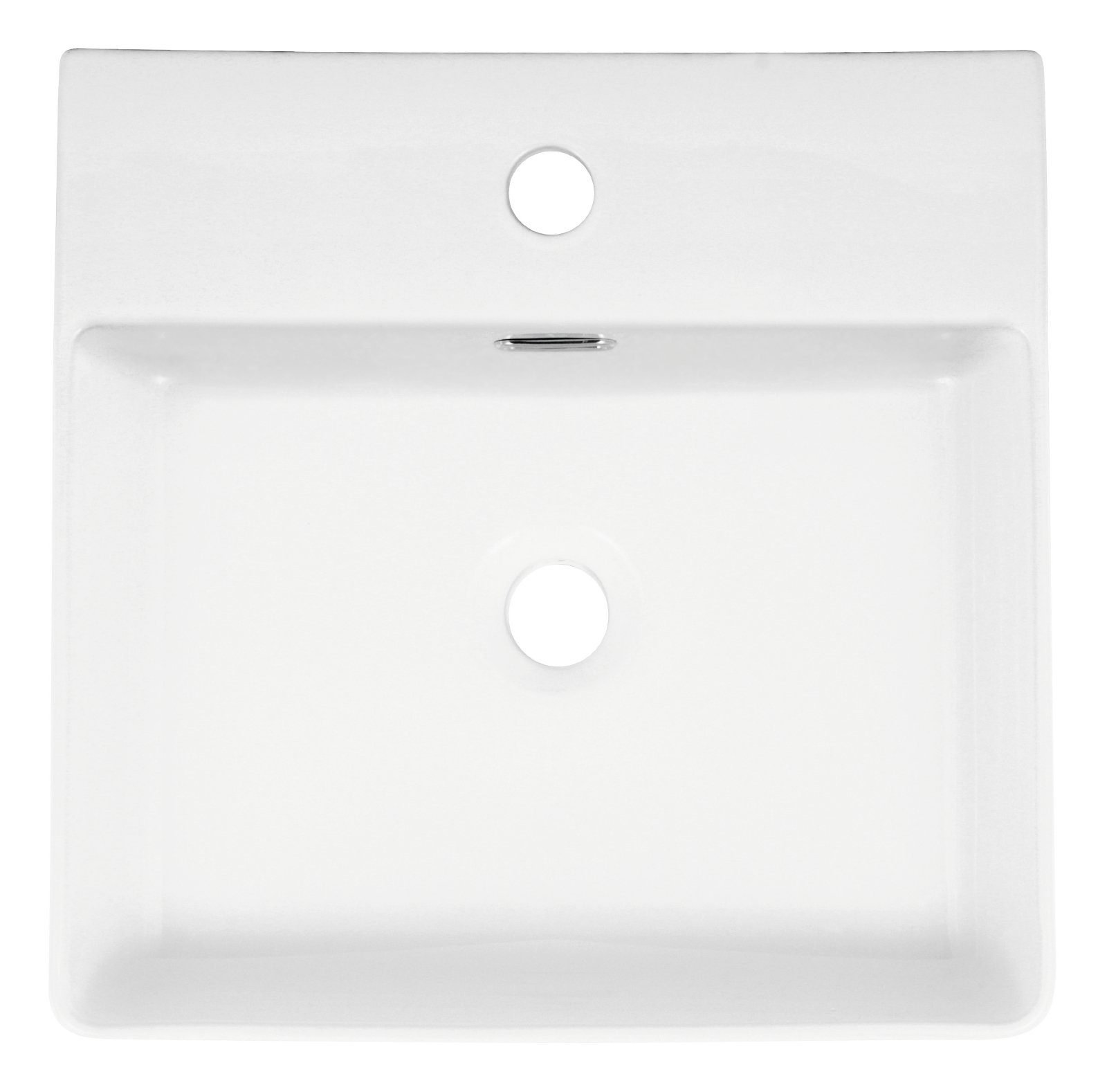 aquaSu Waschbecken Cavo (Hänge-Waschtisch, 1-St), 42 cm, Handwaschbecken, Weiß, Überlauf, Hahnloch mittig, 562232