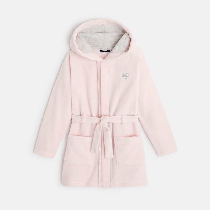 Peignoir à capuche en sherpa ultra-doux rose fille