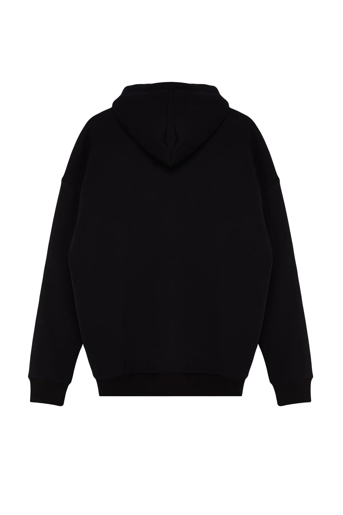 Trendyol Collection  Schwarzes, übergroßes/weit geschnittenes Unisex-Sweatshirt mit Kapuze und Textdruck TMNAW22SW1462